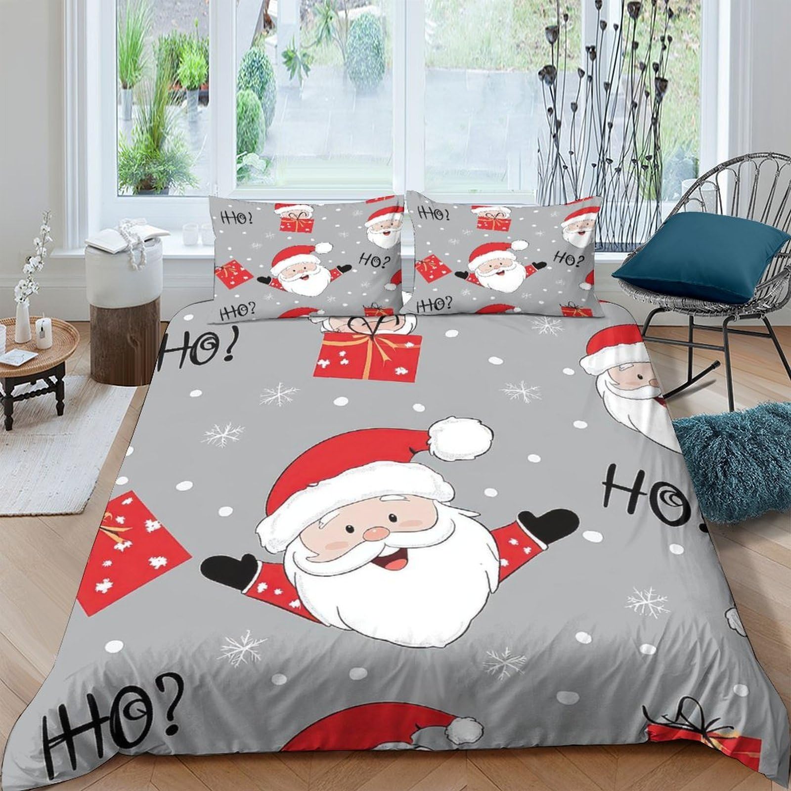 Ctjqhvkz Style-9 3D Printed Santa Claus Fitted Sheet Microfiber Grey Mattress Cover For Bedroom Guest Room Easy Care Single（135X200cm）
