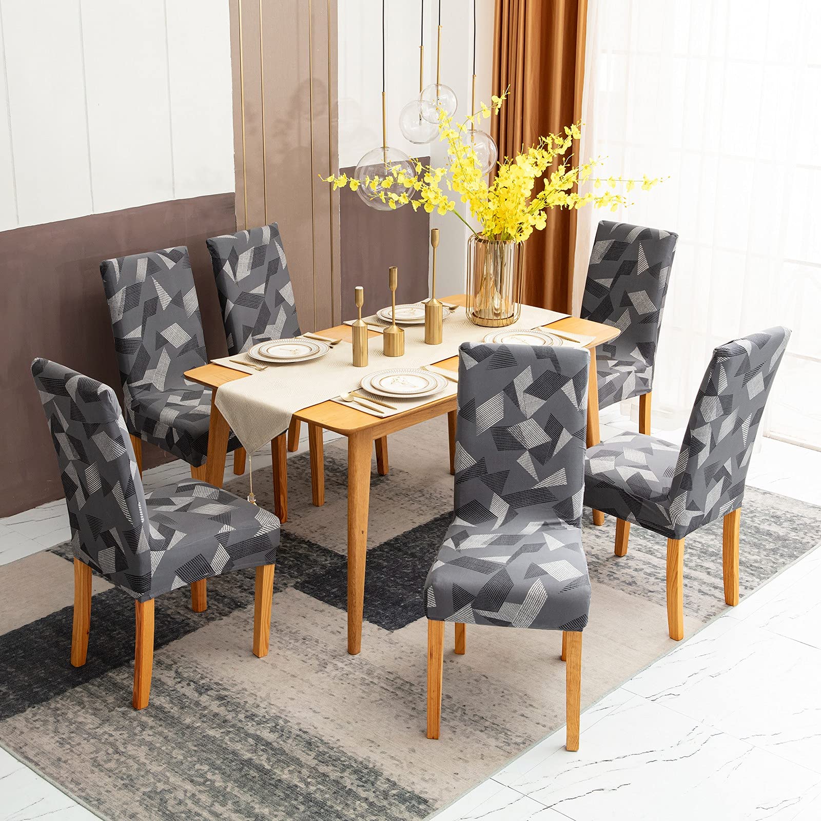 Sufdari Chair Covers 4,Stretch Dining Chair Covers, Spandex seat Covers for Dining Chairs,Elastic Washable Chair Protectors for Dining Room,Hotel,Restaurant,Banquet — image 1