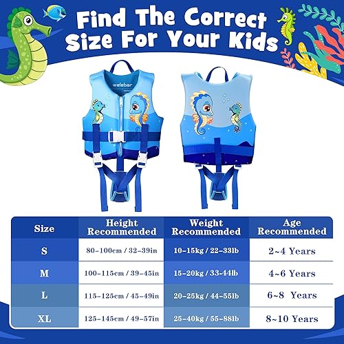 Miniatura 4 de Chaleco de natación para niños, flotadores para niños pequeños con correa de seguridad ajustable, ayuda a la natación, traje de baño para niños y