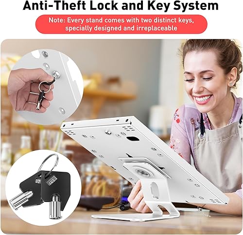 Miniatura 4 de AboveTEK Soporte antirrobo para tablet  Soporte de seguridad y bloqueo para iPad, soporte de posición de montaje en encimera y pared, soporte de