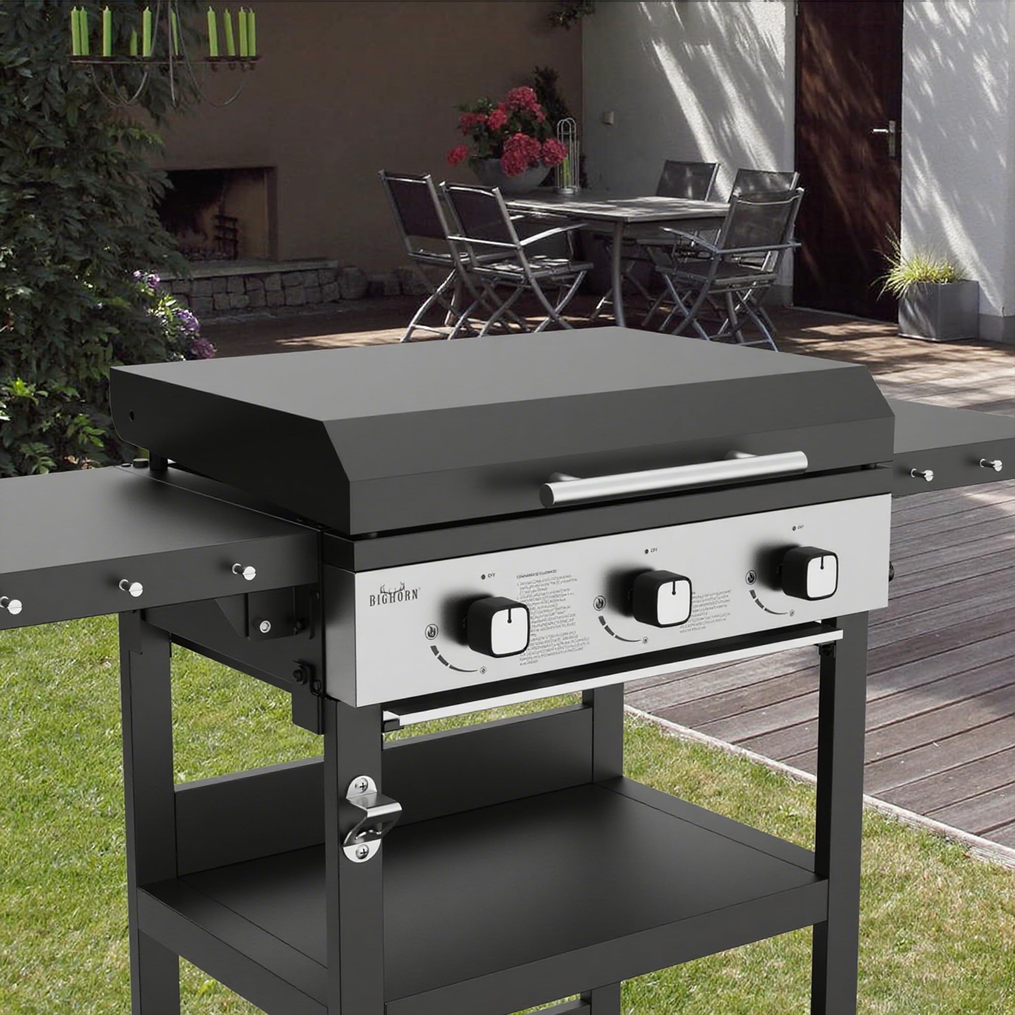 BIG HORN Piastra a gas con 3 bruciatori con carrello e coperchio; 7.2 kW