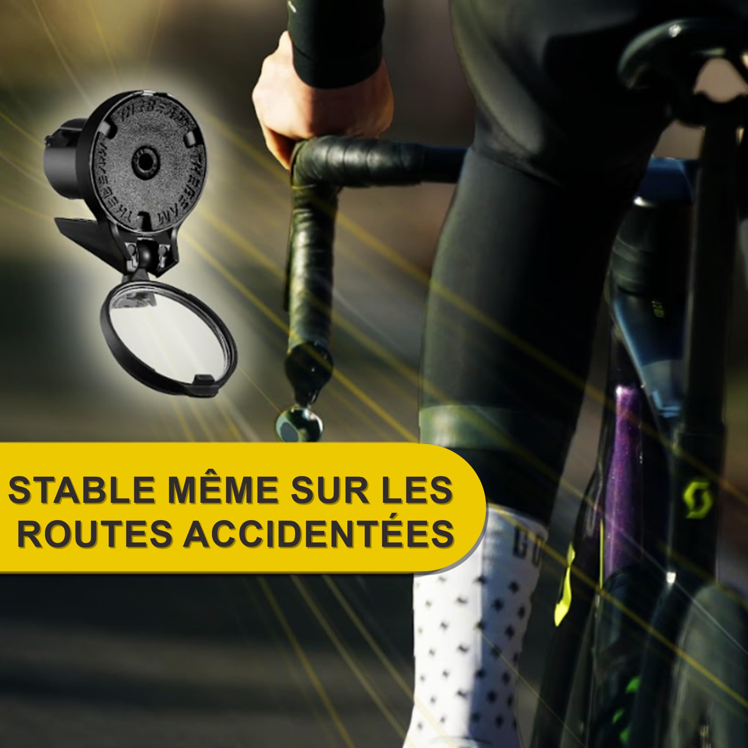 The Beam - Corky rétroviseur pour vélo de Route - Rétroviseur Pliable pour Guidon - Verre Convexe avec Rotation à 360 degrés