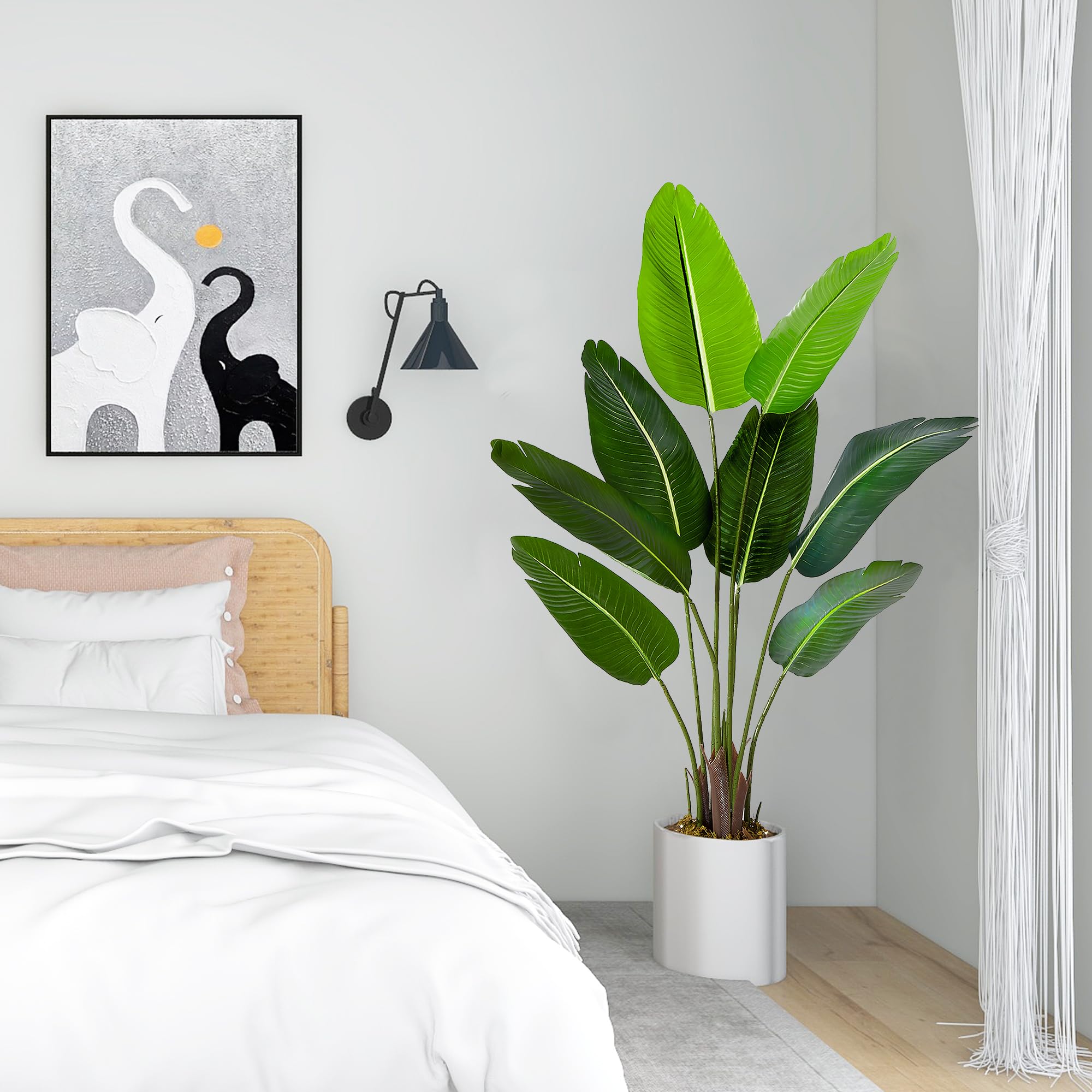 ilitphke Artificial Tree Bird of Paradise Artificial Plant, 4 Ft Faux Tropical Plant Palm Tree with Leaves Trunks Faux Banana Leaf Tree for Home Decor Living Room Indoor Outdoor Office