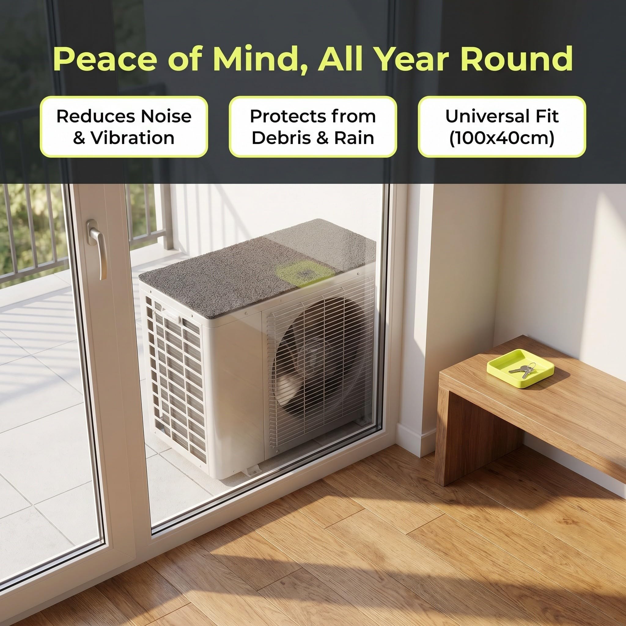 Kisangel Protector Aire Acondicionado Exterior Diseño Space-efficient y Goma Suave Adecuado para Celebracion Verano en Balcones y Espacios Estrechos