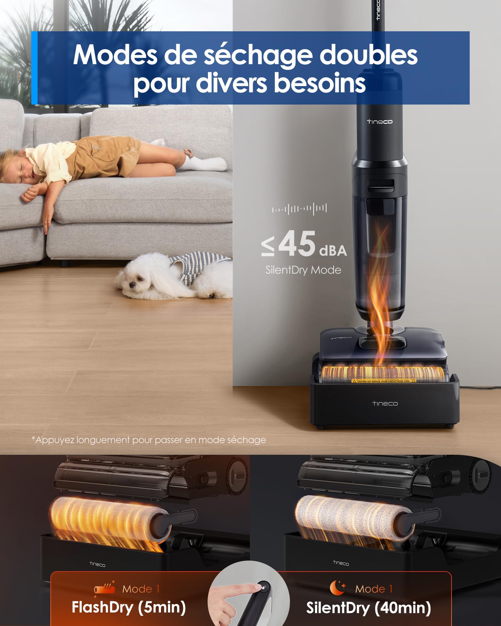 Tineco Floor One S7 Stretch Steam Nettoyeur Vapeur, Aspirateur Balai Vapeur sans Fil 2 en 1, 160℃ HyperSteam, 180° Pose à Plat, Auto-Nettoyage FlashDry, 80 Min d'autonomie, Anti-Tangle-Design