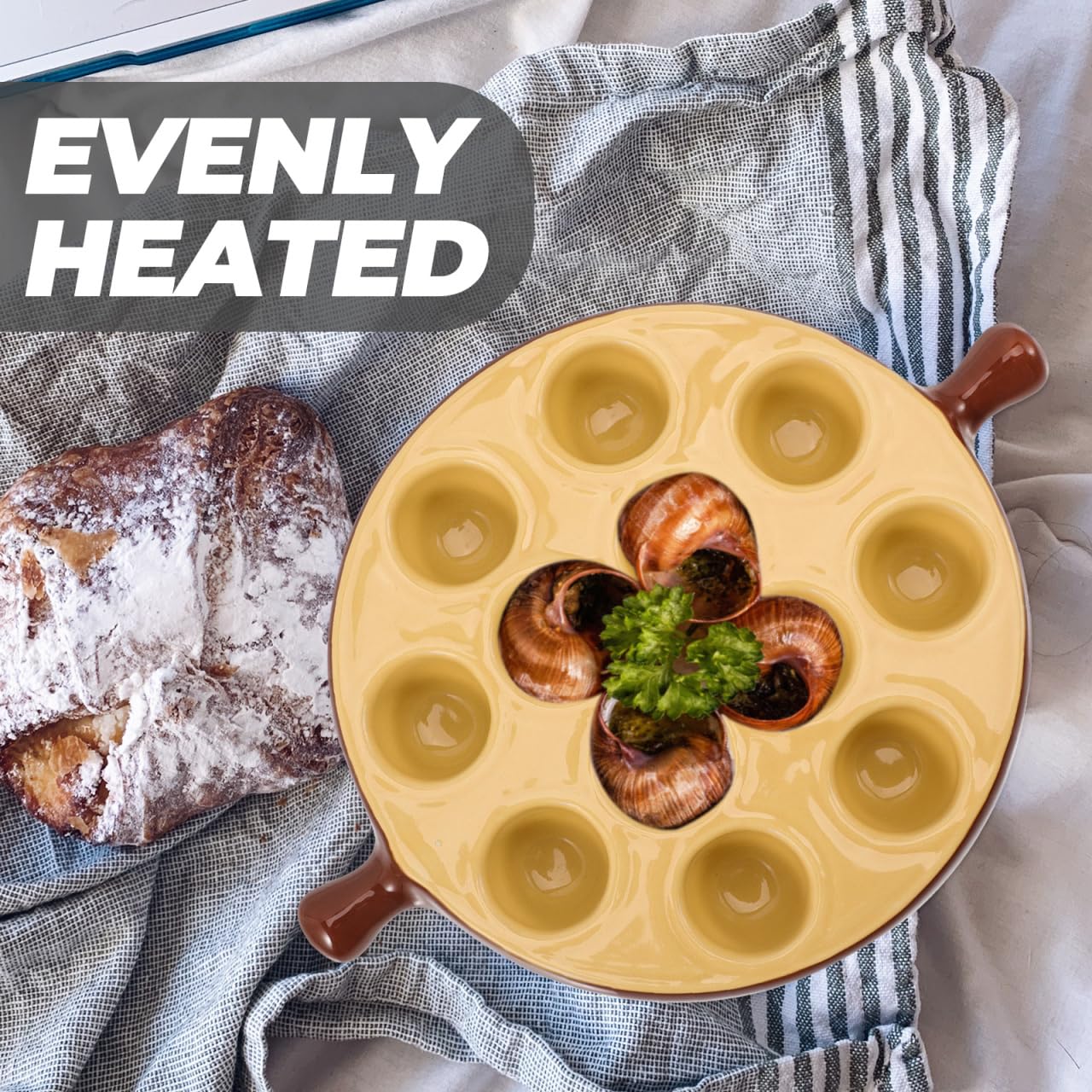 Homoyoyo Plat À Escargots En Céramique - Assiette À Escargots 12 Trous Avec Poignées Ergonomiques Idéale Pour La Cuisine Et Les Dîners