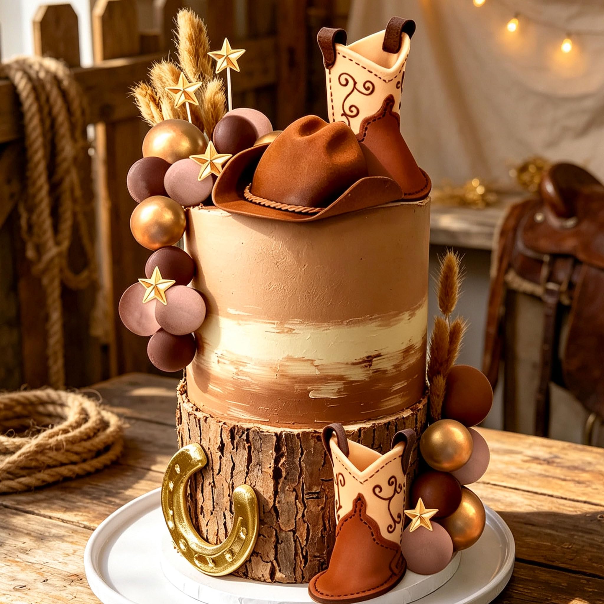 LaVenty Luxury Western Cowboy Rodeo Cake Toppers Cowboy Hat Cake Decor