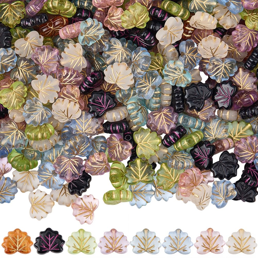 Perles d'espacement en acrylique feuilles d'érable lisses pour enfilage facile de bracelet