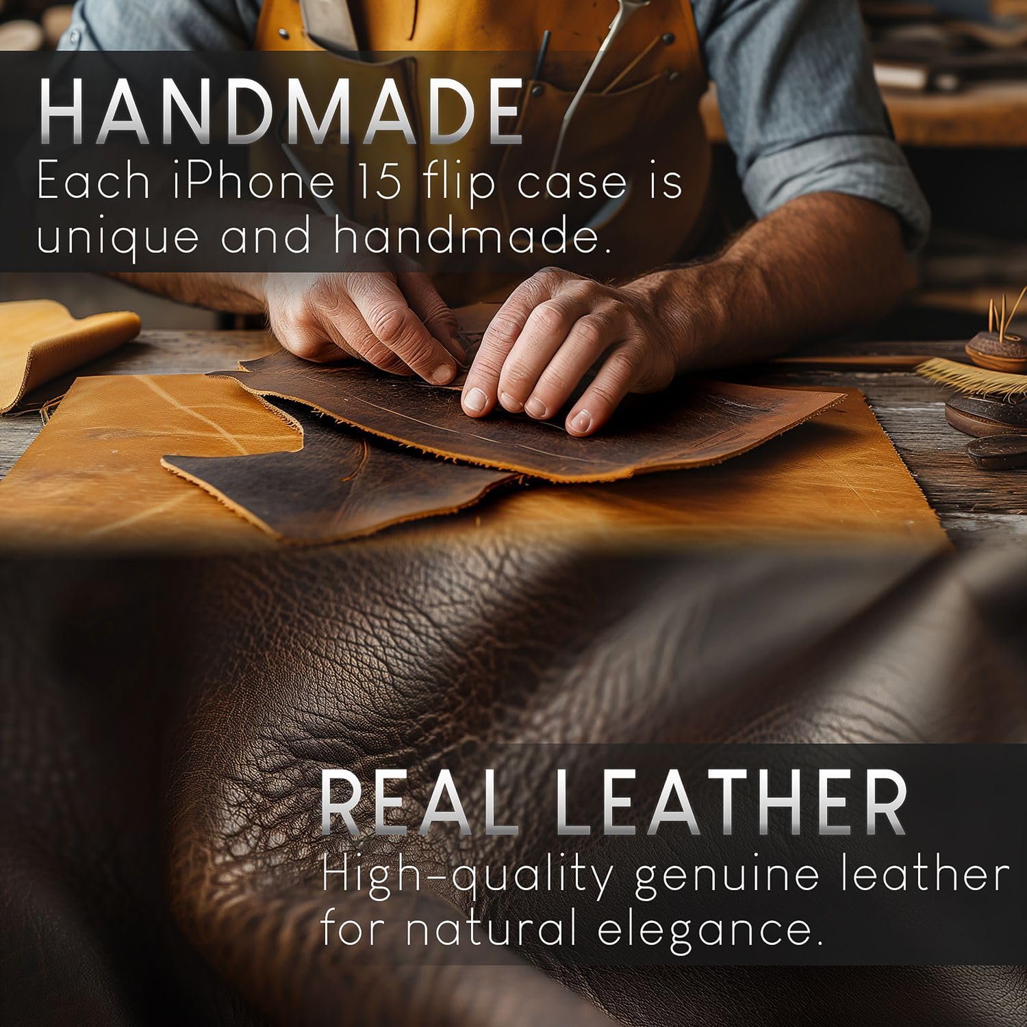 NALIA Genuine Leather Case for iPhone 15 Pro Max, RFID Wallet & Magnetic Closure, LEVANTO (Handmade Book Cover), German Brand - Image 2