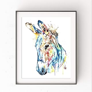 Donkey Painting by Whitehouse Art | Donkey Wall Art, Farm Animal Painting, Art Prints, Nursery Decor, Playroom Decor, Baby Shower Gifts | Art Print of Donkey Original Watercolor Painting | 5 Sizes