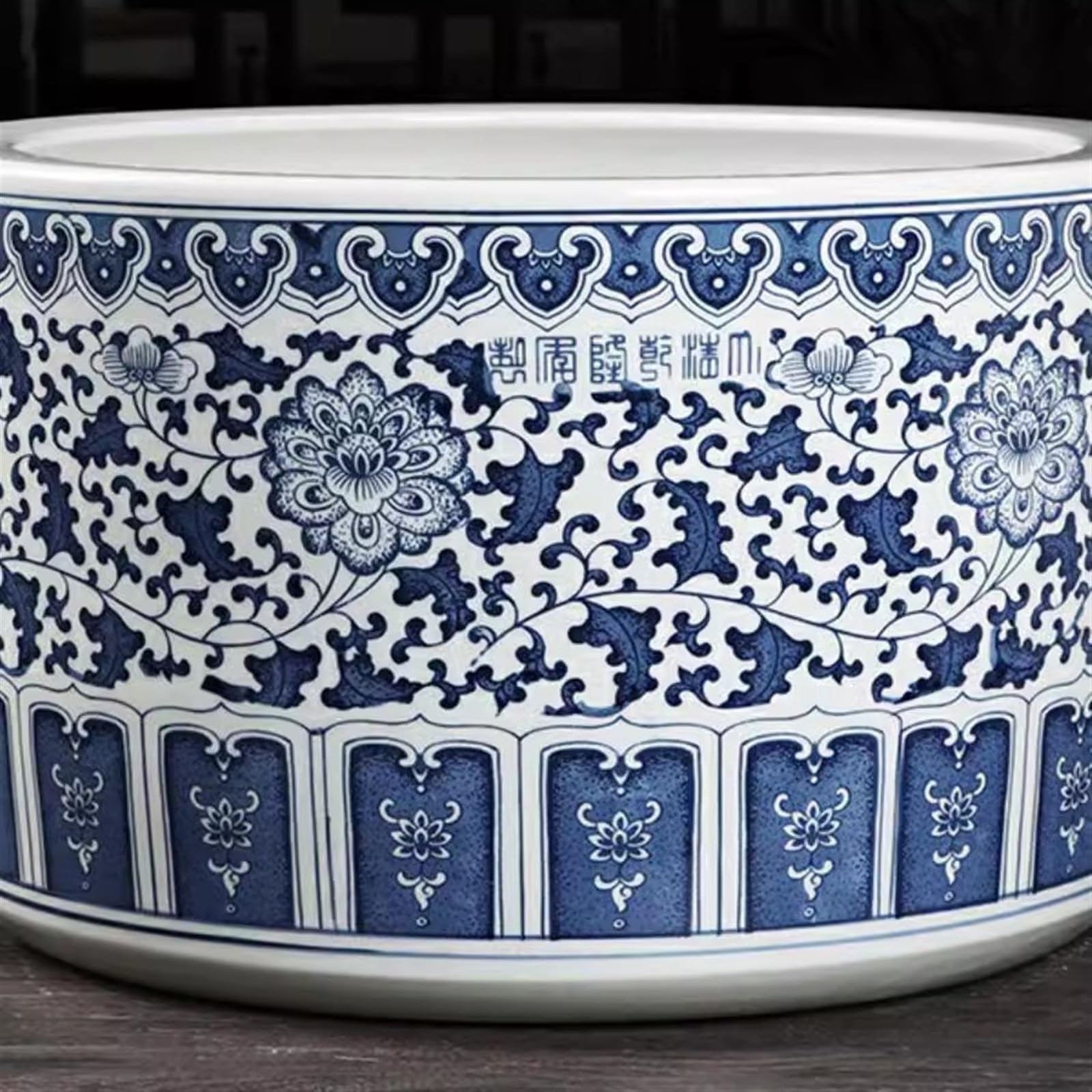 Słodkowodne ryby słodkowodne retro ceramiczny zbiornik na karmę dla żółwi na świeżym powietrzu | Taras ogrodowy Ceramiczny Akwarium Salon Dekoracja Biura (47 x 29 cm)