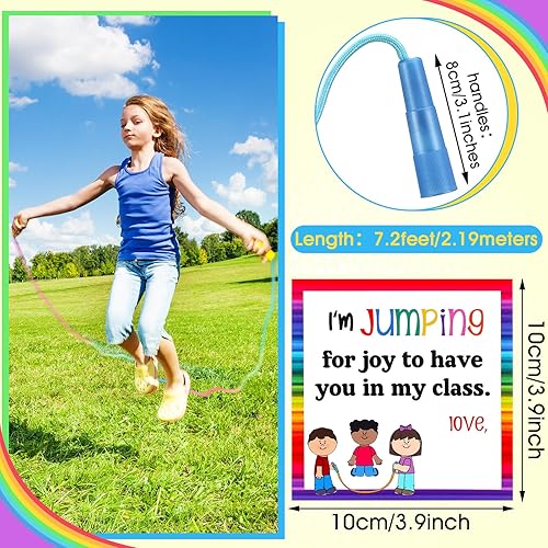 Miniatura 2 de Juego de 24 cuerdas de salto de nailon ajustables para niños, regalos de fin de año, de parte del profesor, 7.2 pies, de nailon, para graduación,