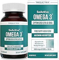 Vista 1 de SoActive® Omega 3 EPA & DHA Free Fatty Acid Form Omega 3 Near Perfect Absorption – Up to 95% Absorption Rate Bloodstream Ready EPA & DHA