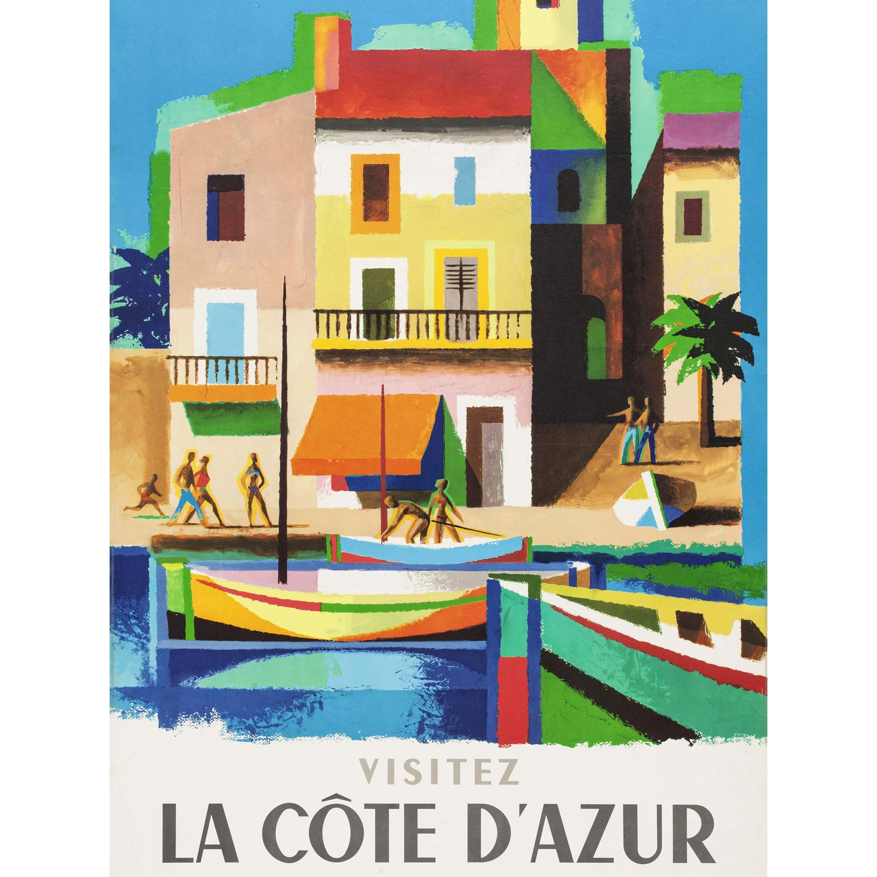 Fine Art Prints Nathan Visit Cote D'azur Railway Travel Advert Large Print Poster Wall Art Decor Picture,24 x 18 inches