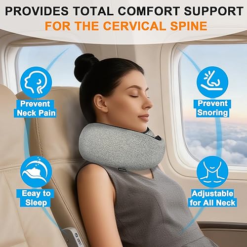 Miniatura 3 de Almohada de viaje avanzada para el cuello 100% espuma viscoelástica pura, diseñada para la comodidad de viajes y oficina, almohada de viaje para