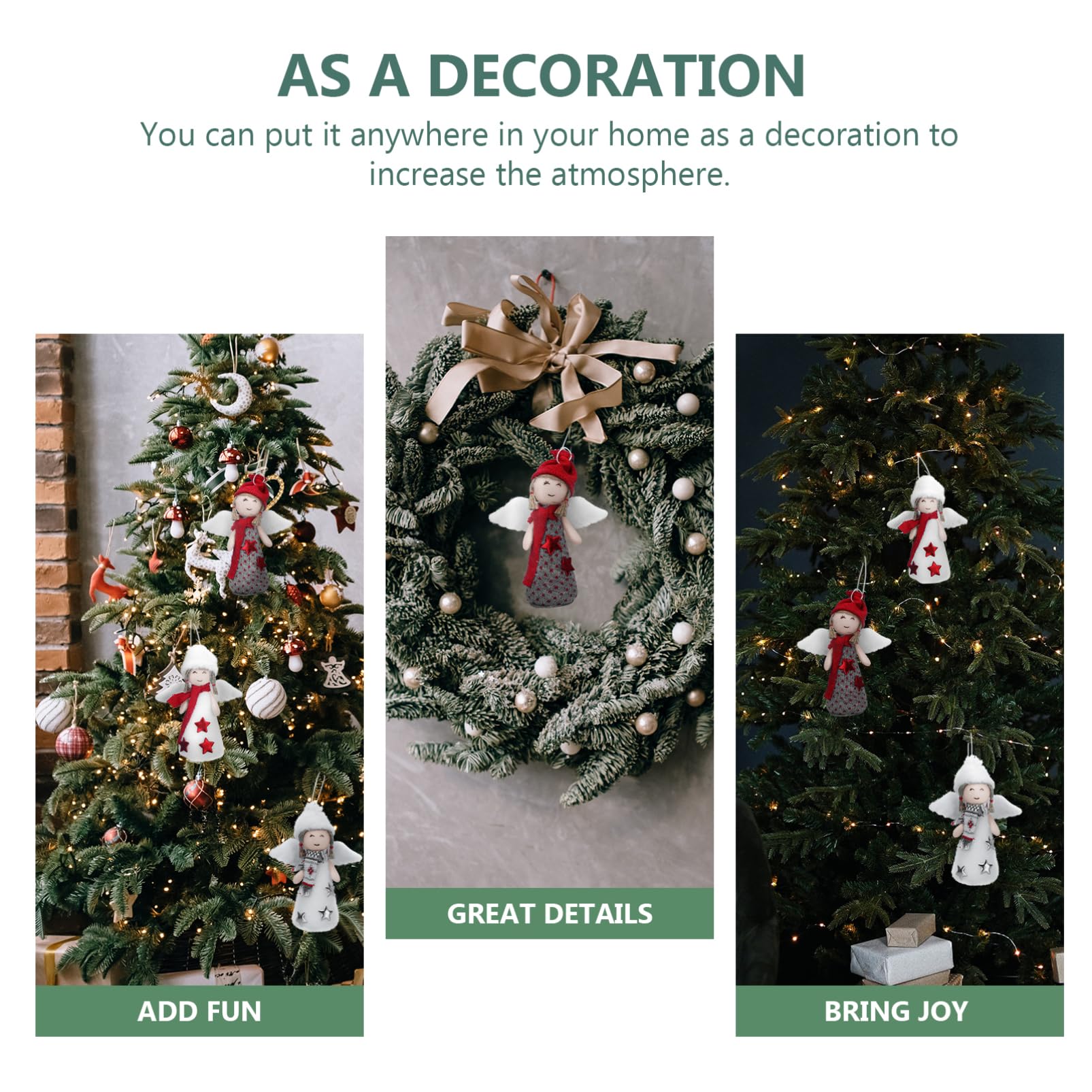 PRETYZOOM 8 Juegos Decoración Navideña Colgantes Navideños Muñecos Navideños Vine Luces De Hadas Estrella Ángel De Navidad Colgando Decoración Adorno De Ángel De Navidad Algodón 3 Piezas * 8