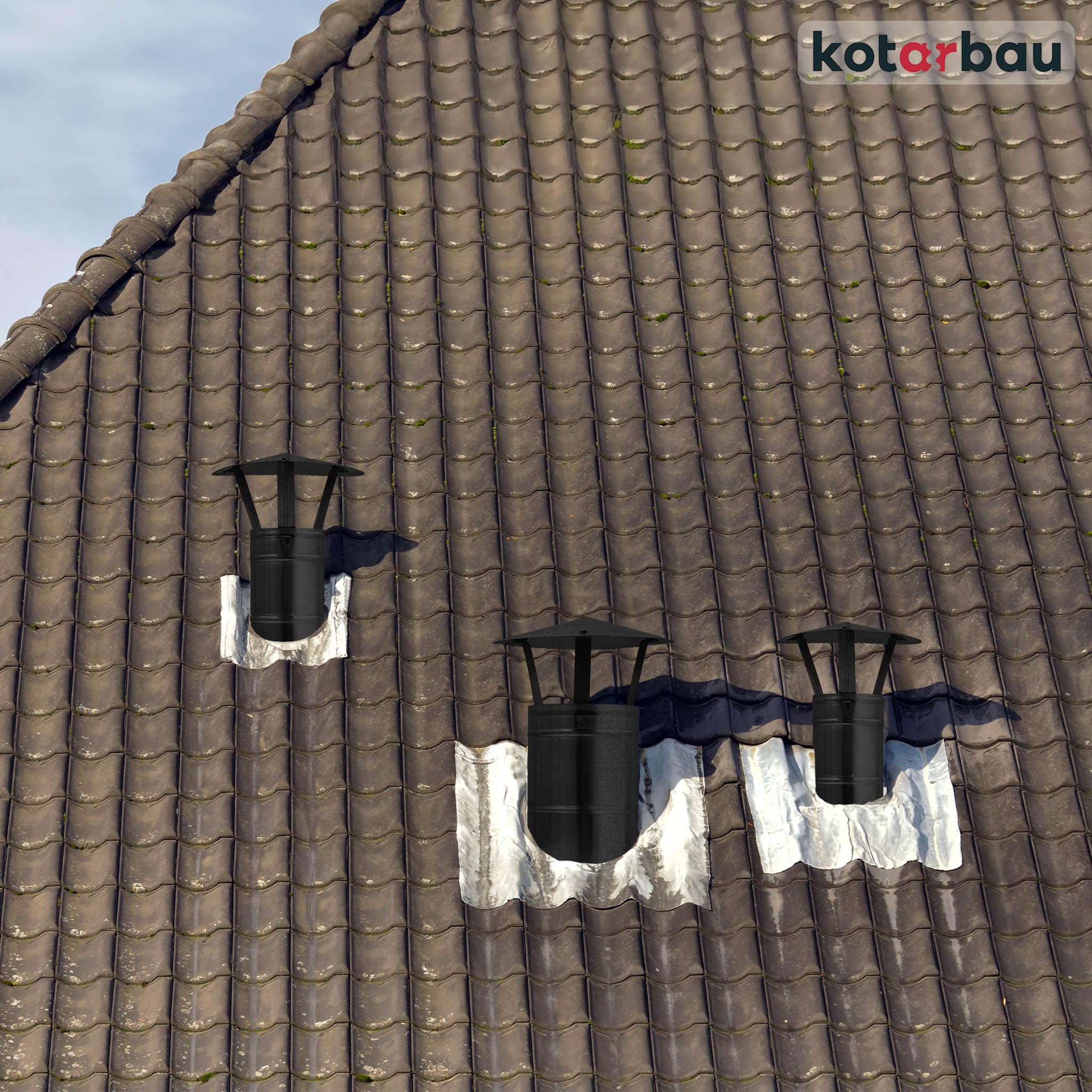 KOTARBAU® Sombrerete Chimenea - Acero Galvanizado y Pintado en Polvo - ø 160 mm - Negro - Sombrero Chimenea - Caperuza Salida Humos - Resistente a la Corrosión - Fácil Instalación