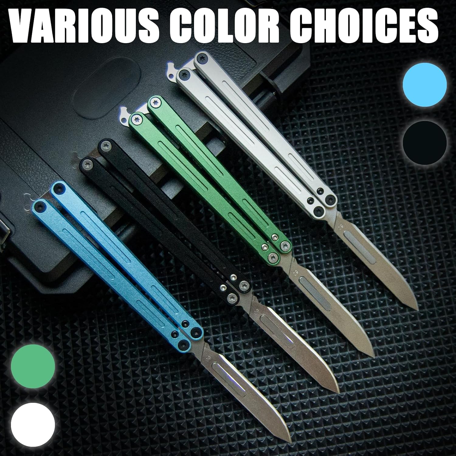 EDC Folding Utility Knife Box Cutter Flipper Pocket Knife with 10PCS #60 Razor Blades (Blue)