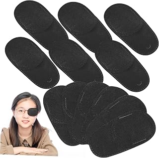 VALICLUD Para Gafas Para y Ambliopía, 12 Unidades, Tamaño Mediano, Color Negro, Material De Tela No Tejida Transpirable, Cuidado Ocular Para Niños y Adultos, Uso Diario Terapia Visual