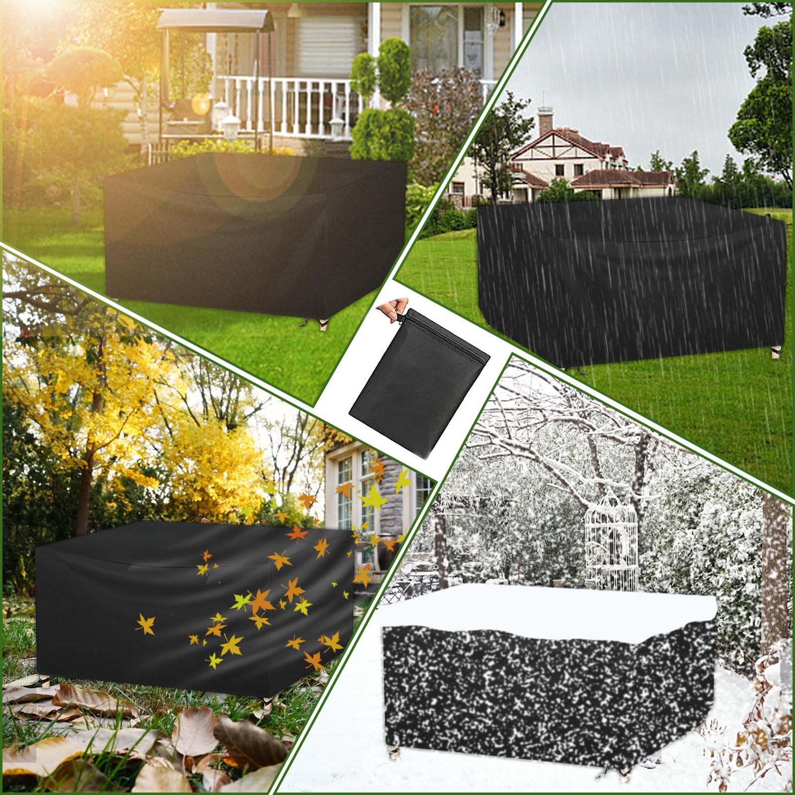 Copertura Per Mobili da Giardino 300x90x50cm 420D Oxford Copertura Protettiva Impermeabile, Copertura Rettangolare per Tavolo da Patio, Copertura Tavolo Esterno, Resistente Ai Raggi Uv Copridivano