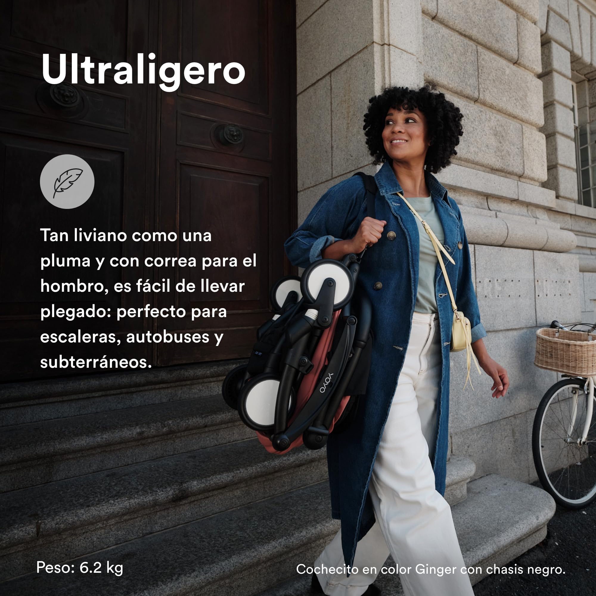 Cochecito Stokke YOYO3 a partir de 6 meses - Incluye chasis blanco/cojín de asiento Olive + dosel - Se pliega y despliega en un instante - Ligero y compacto - Compatible con equipaje de mano
