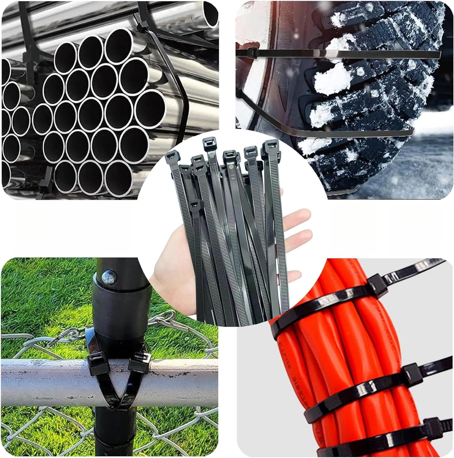 200Pcs Cable Ties Black, 300mm x 4.8mm, Heavy Duty Nylon Cable Ties with 30kg Tensile Strength - Image 4