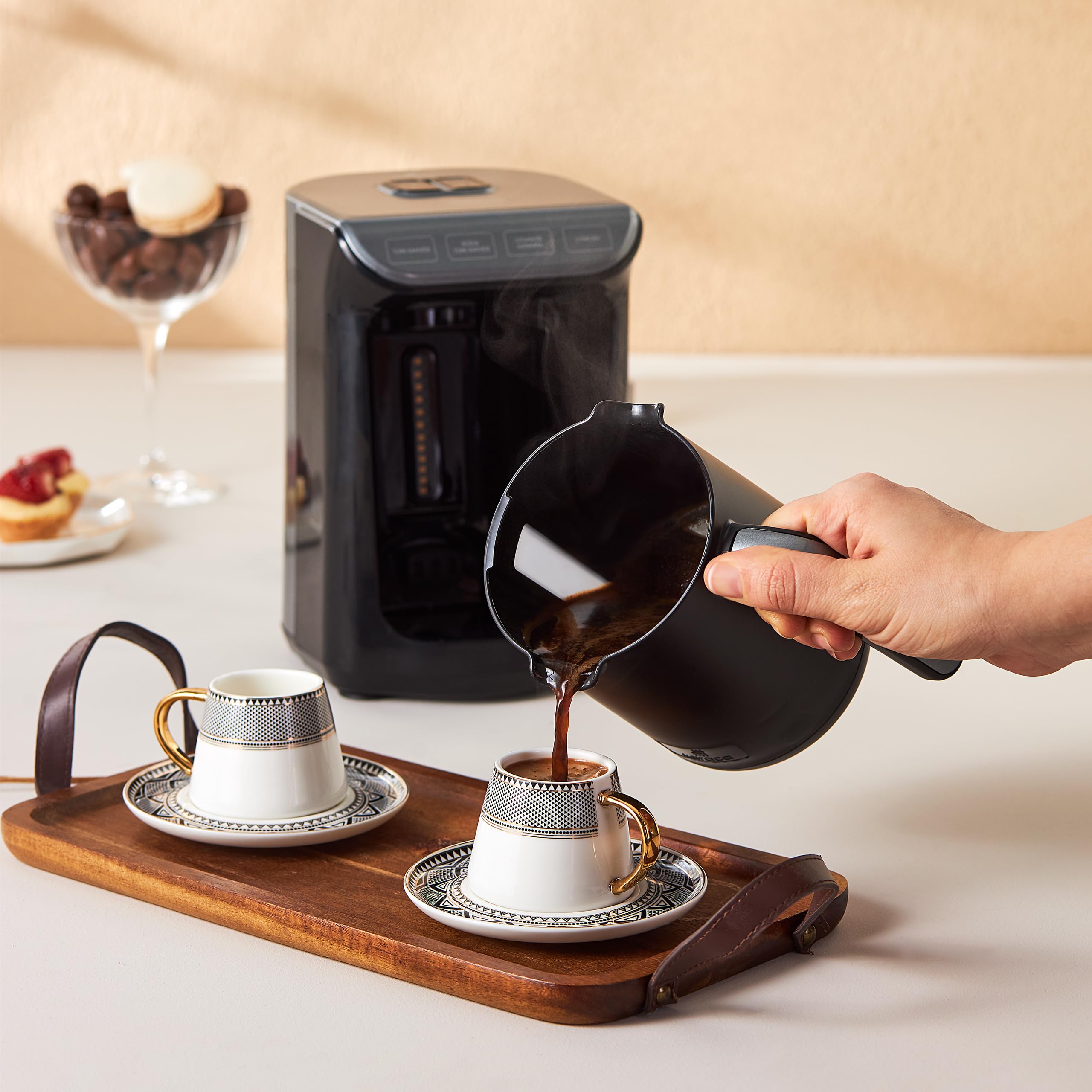 Karaca Globe Tasses à café turque pour 6 personnes, Service à Café Porcelaine, Tasses à Thé, Expresso, Latte Classique, Türk Kahve Fincanı, Café Turc