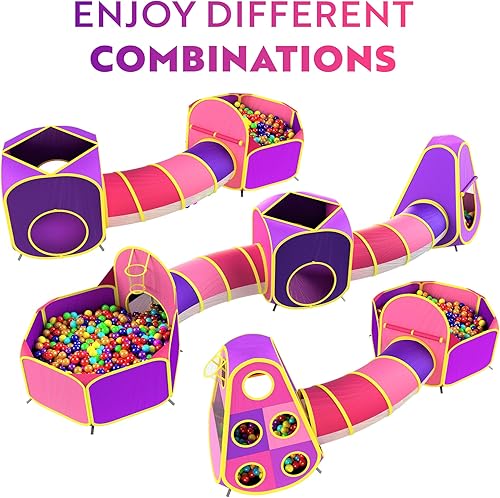 Miniatura 40 de Playz - Juego de 5 piezas de gimnasio para niños con tienda de campaña, túneles y baloncesto para niños, niñas, bebés y niños pequeños con funda