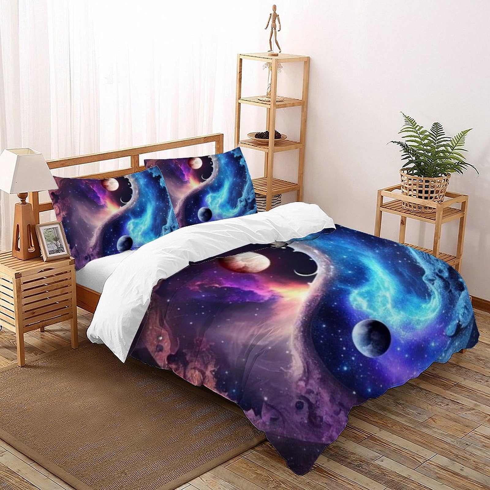 Housse de couette Super King ciel étoilé en microfibre 260x220cm