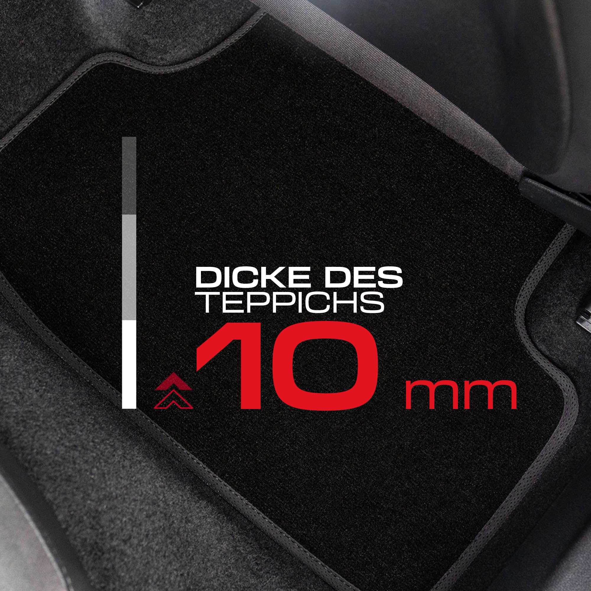 Performance Personalisierte Velours Fußmatten Auto passend für Volvo V40 II 2012-2019 - Premium, Perforiert, schwarz -Präzise CNC-Stickerei, Design-Lochpaspel, Auto Fußmatten - Perfekt für Autofahrer