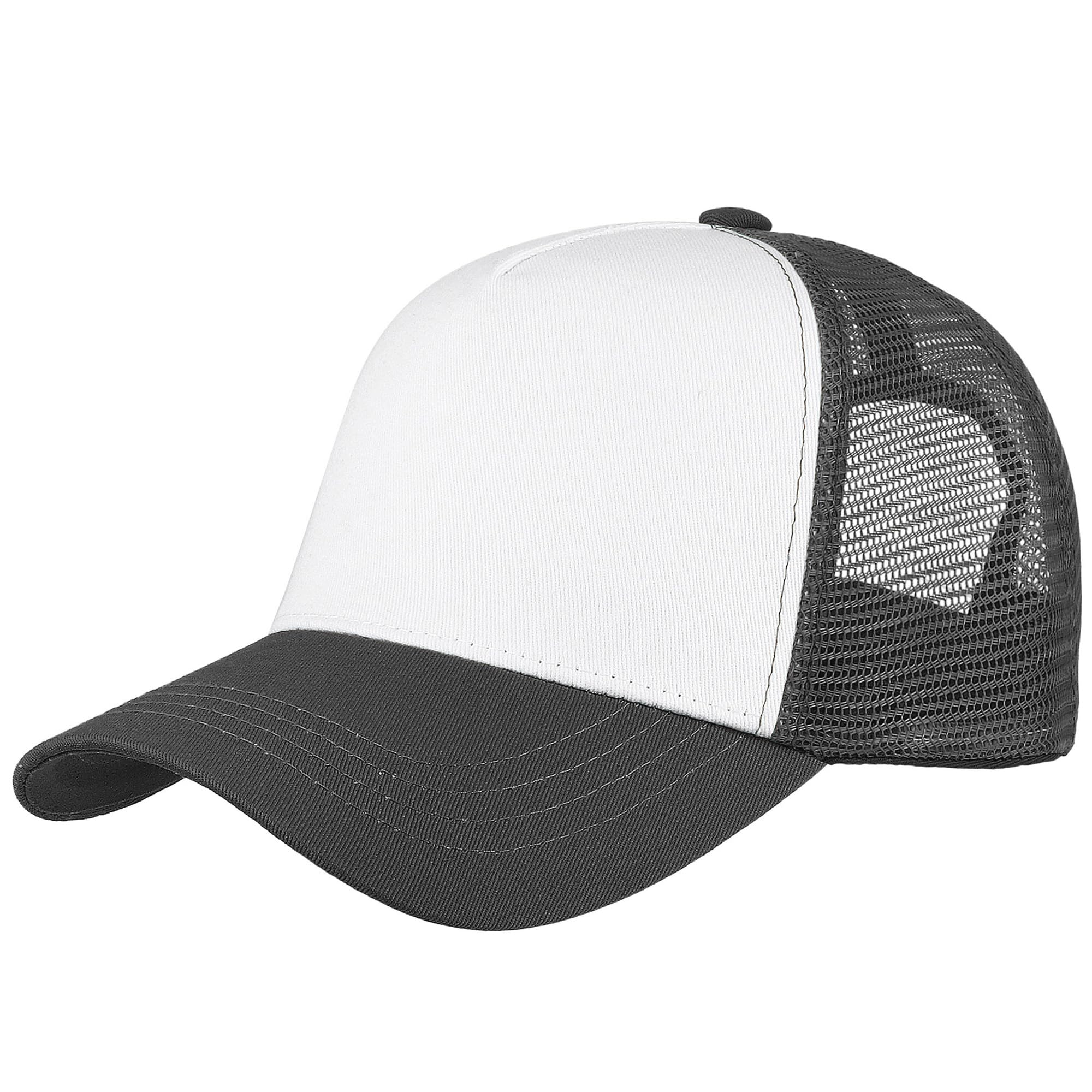 Falari 5-Panel Mesh Baseball Cap, Trucker Hat, Structured Plain Design, Cotton, Adjustable Size