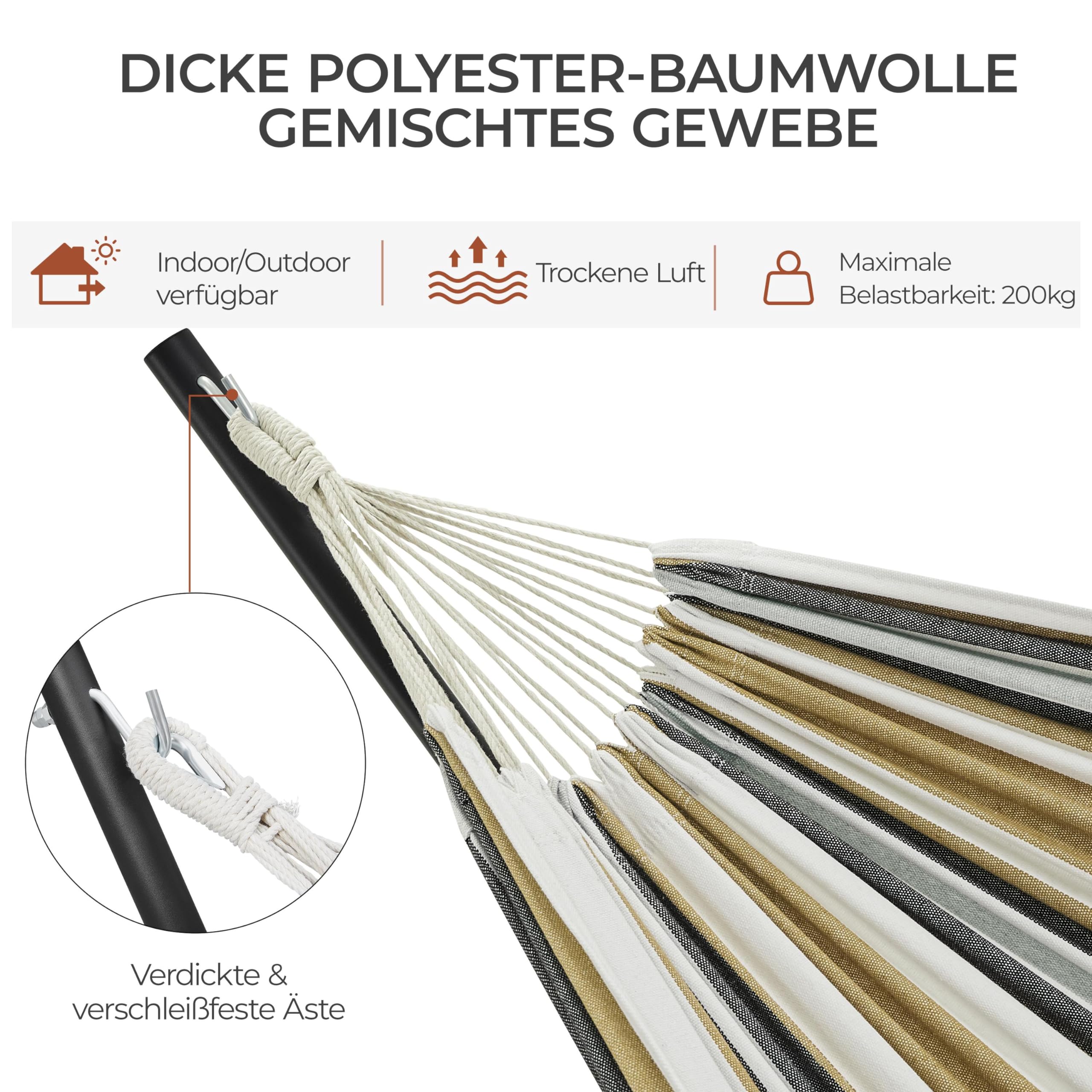 Yaheetech Hängematte mit Gestell für 2-3 Personen, Hängemattengestell mit Tragetasche Verstellbar: 294/304/314 cm, bis 205 kg Belastbar, für Garten/Camping/Reisen/Hof/Balkon