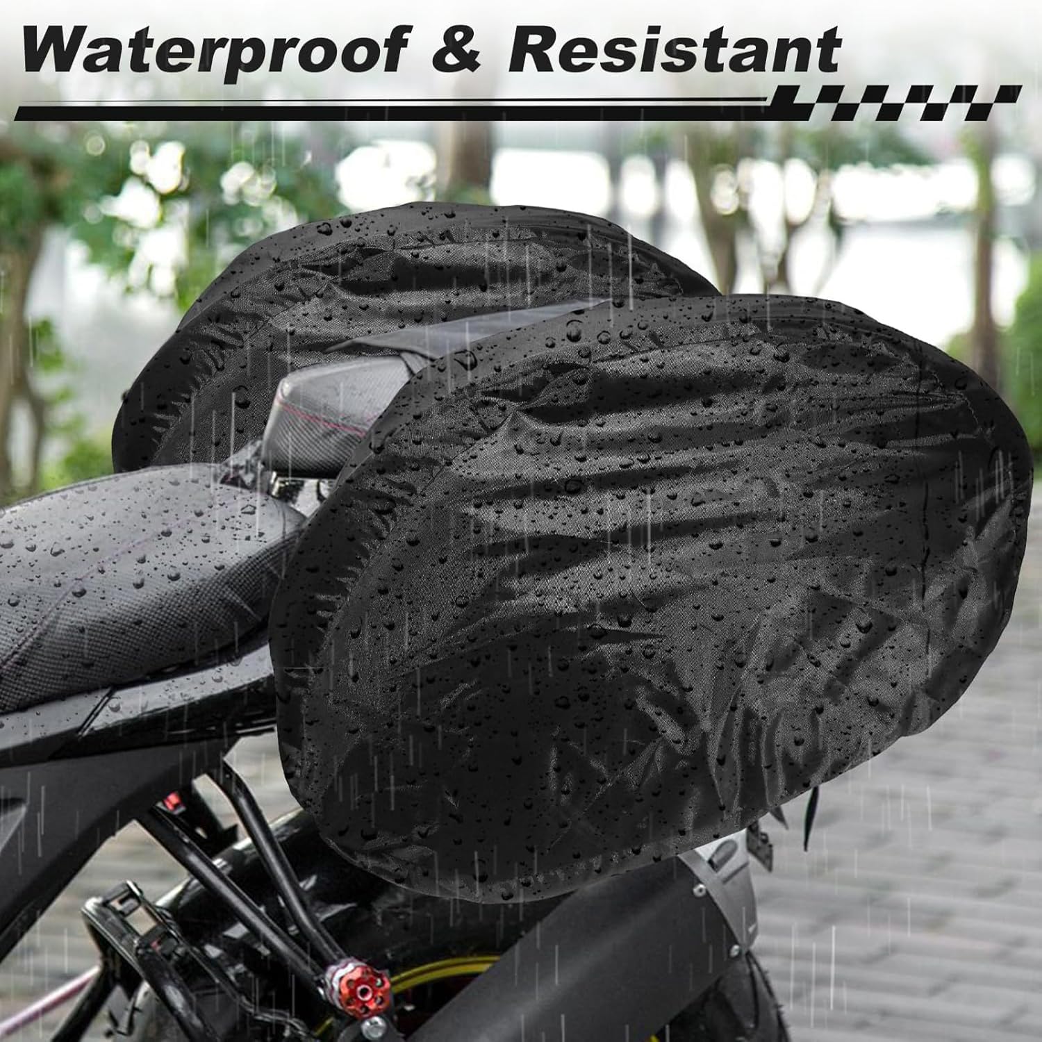 Maletas para Moto,36L-58L,Impermeable,Pareja Bolsas Side Capacidad Ampliable,Negro