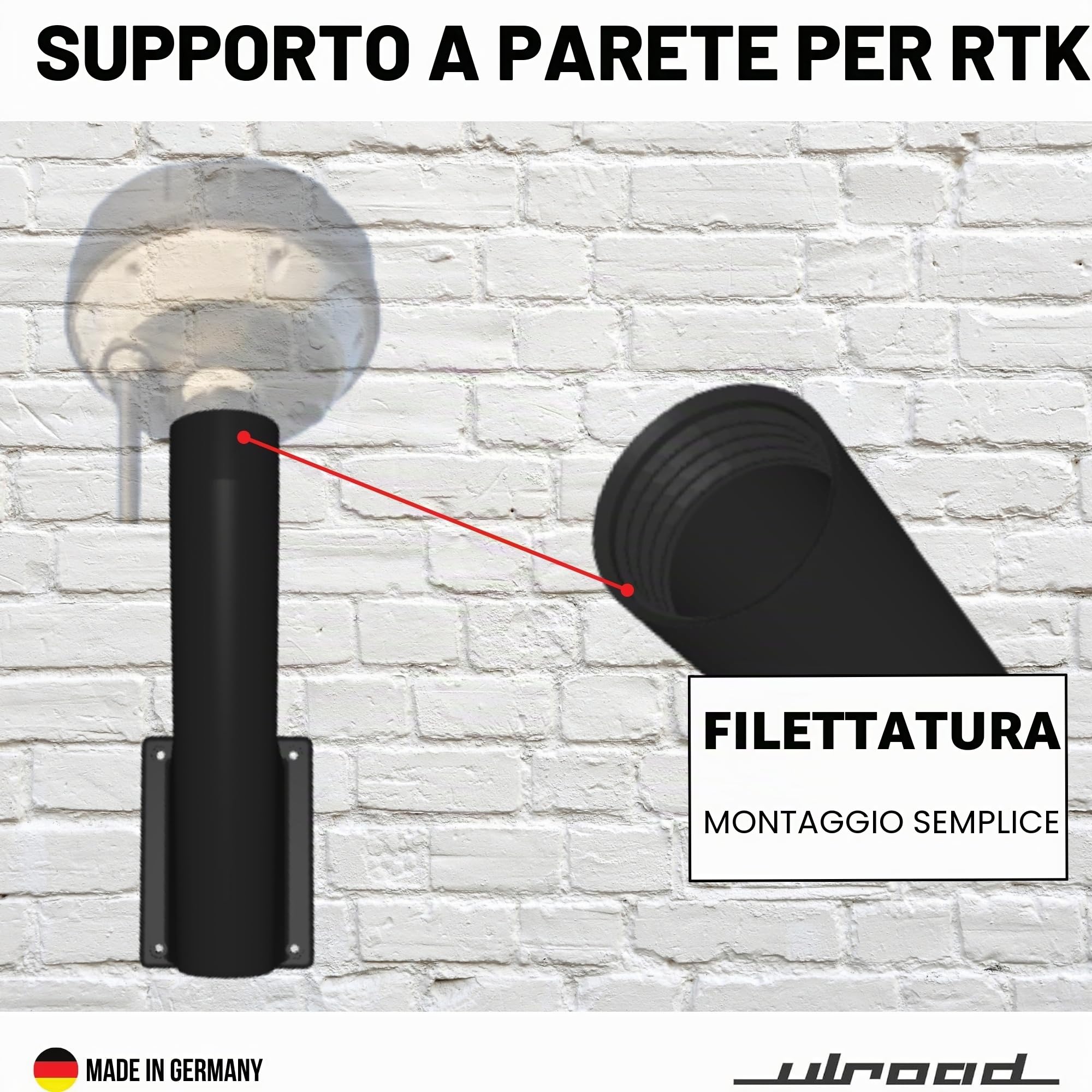 Supporto da Parete per Antenna RTK, Compatibile con Robot Tosaerba Mammotion Luba, Nero