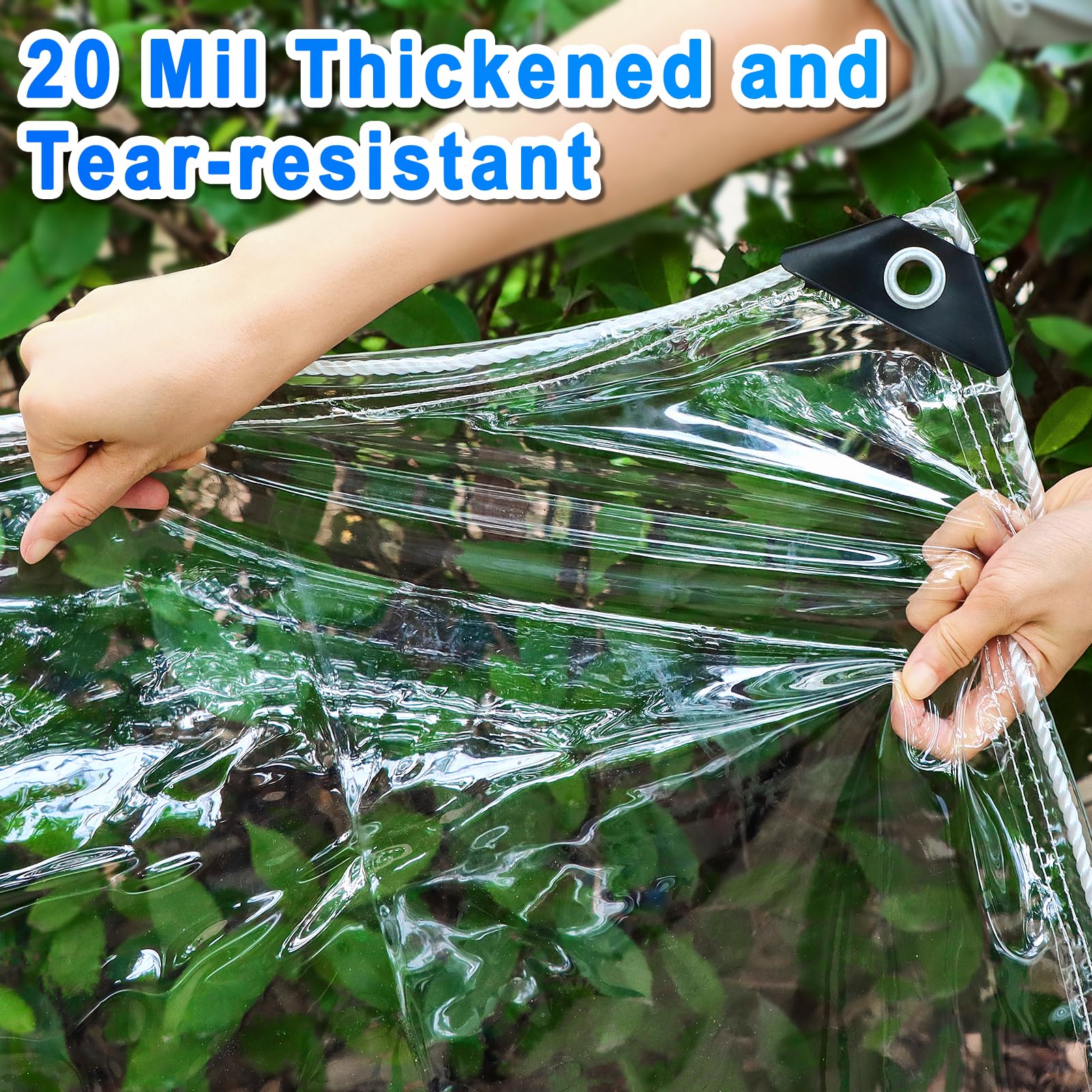 Bâche transparente en plastique robuste et imperméable de 2,4 x 3 m avec œillets pour terrasse, porche extérieur, pavillon, serre pour plantes d'hiver, bâche transparente en vinyle PVC (2,5 x 3 m)