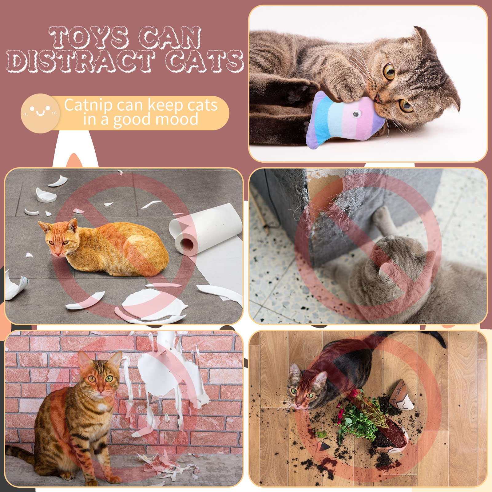 25 Pcs Catnip Cat Chew Toy Interactive Catnip Filled Kitten Soft Cotton Cat Toys for Cats Kitten, Assorted Cat Teething Chew Indoor Pet Supplies (Lovely) 4