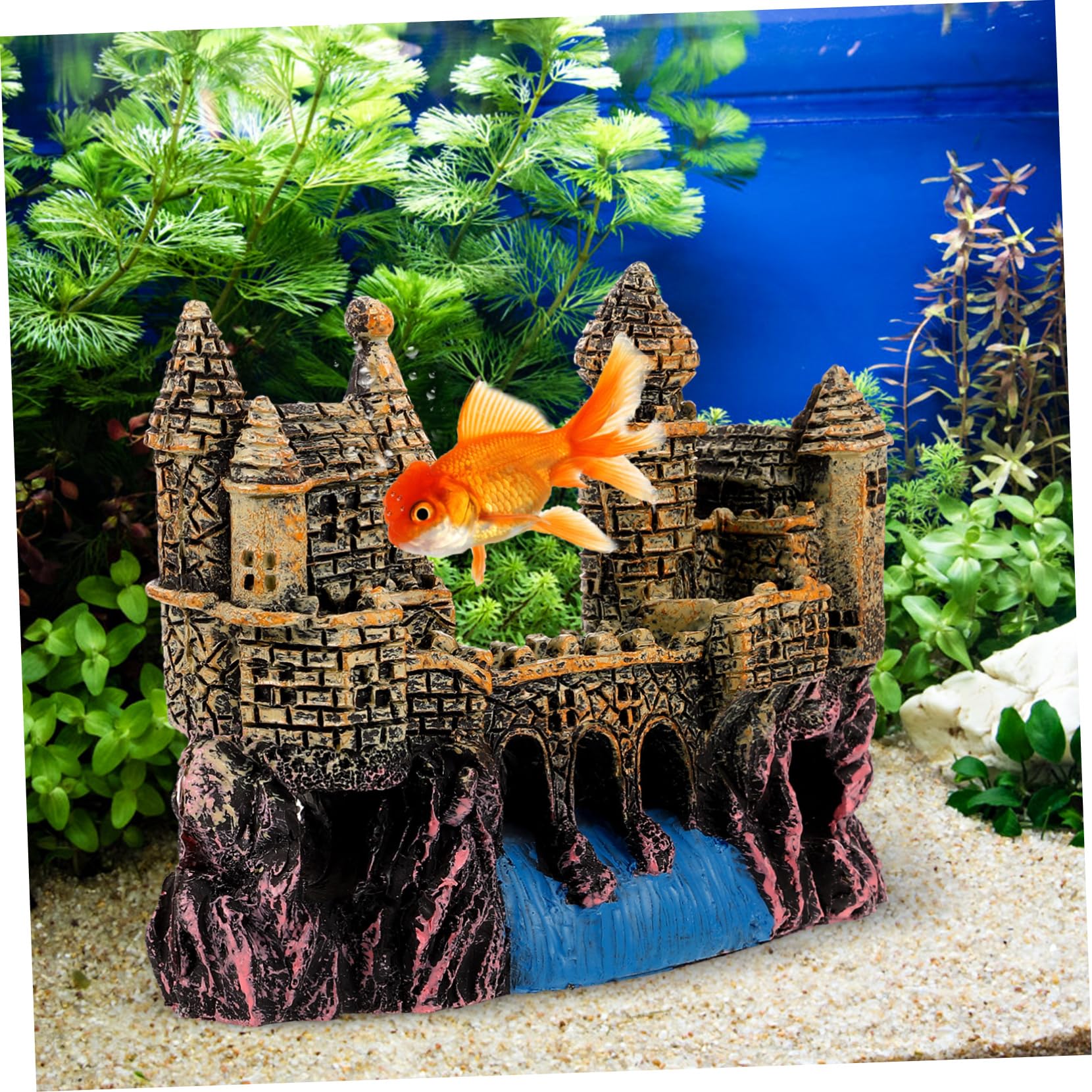 Happyyami 4piezas Mini Castillo para Acuarios Decoración De Acuario Estilo Europeo Adorno Simulado para Peceras y Jardines Acuáticos Seguro para Peces y No Contamina El Agua