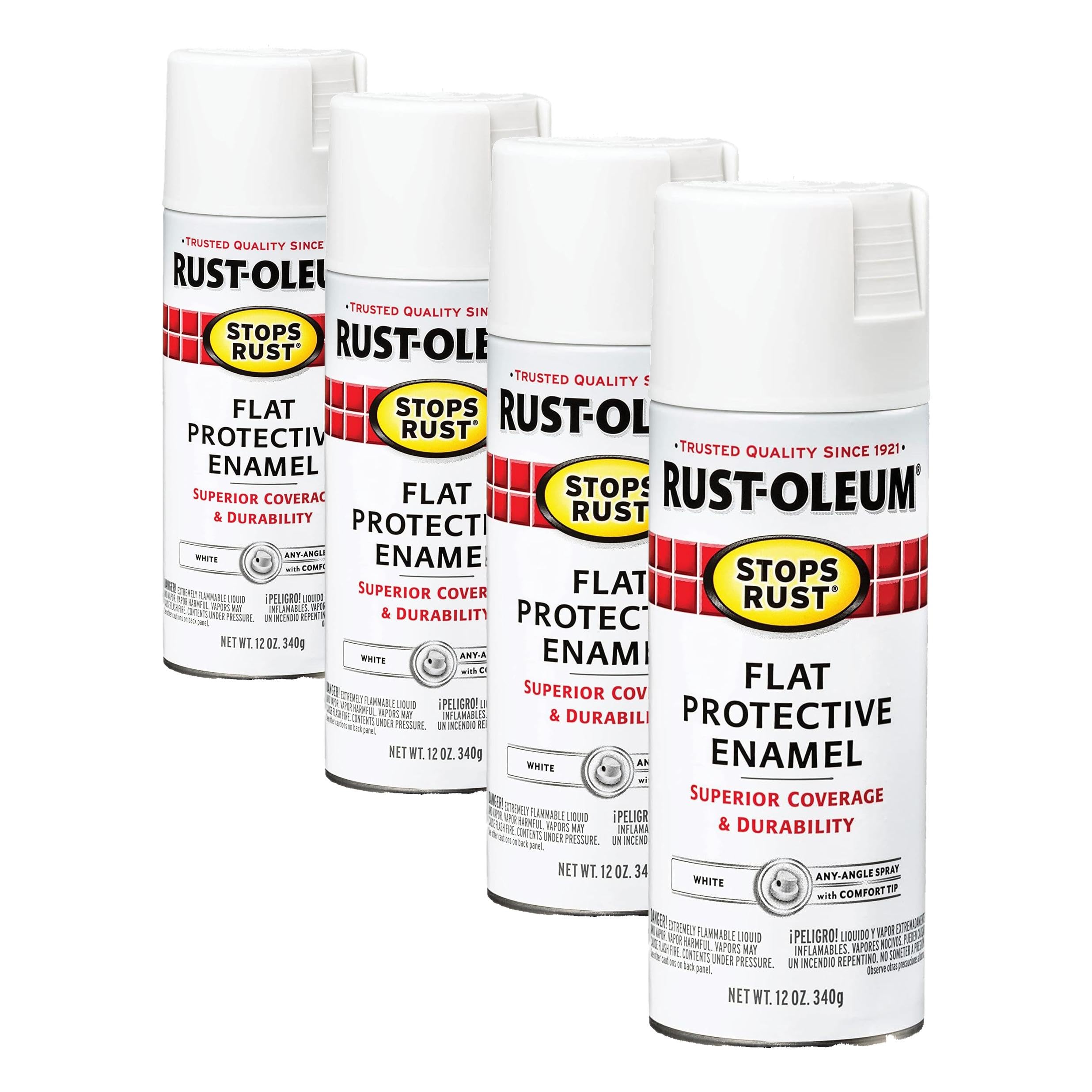 Rust-Oleum 7790830 Stops Rust Spray Paint, 12 oz, Flat White (Pack of 4)