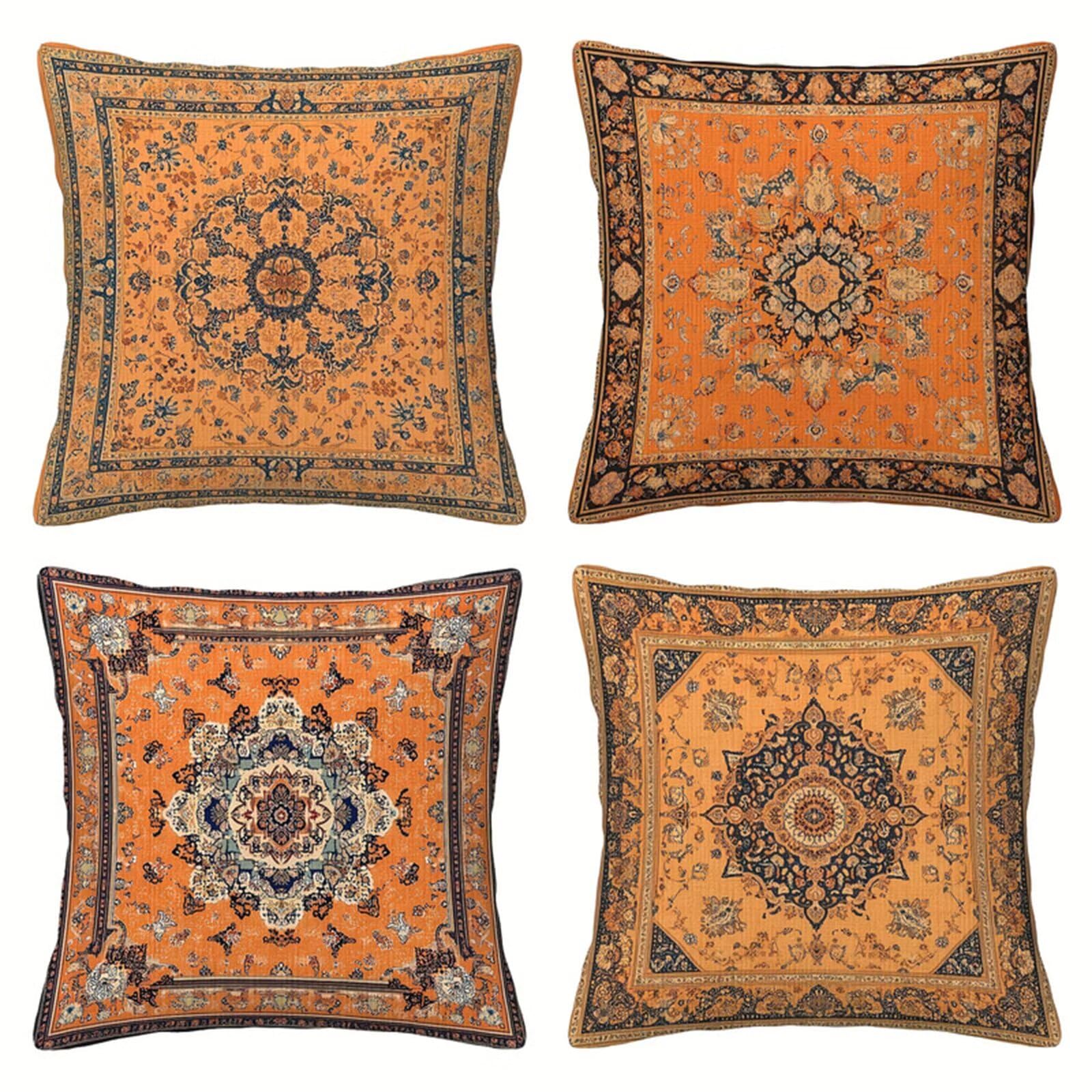 QiHon Abstract Bohemian Cushion Covers 30x30 cm Set of 4, Decorative Throw Pillow Cases, 12x12 inch Square Linen Pillowcases for Sofa Living Room Bedroo