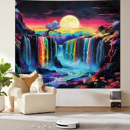 Miniatura 3 de Tapiz bohemio para colgar en la pared para dormitorio, estético, bohemio, vintage, años 70, arcoíris, sol, para sala de estar, retro, hippie, puesta