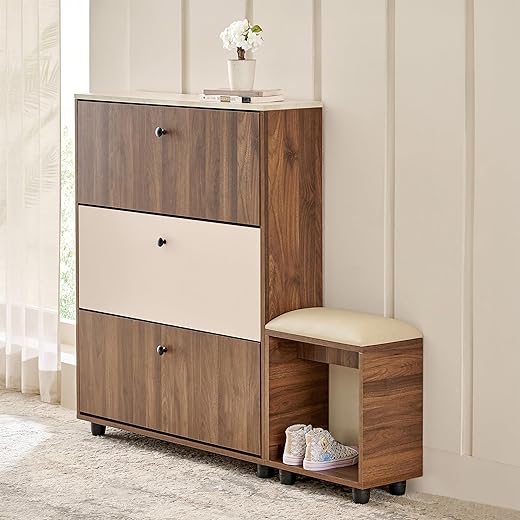 Addison Shoe Cabinet with Cushion Seat - Walnut