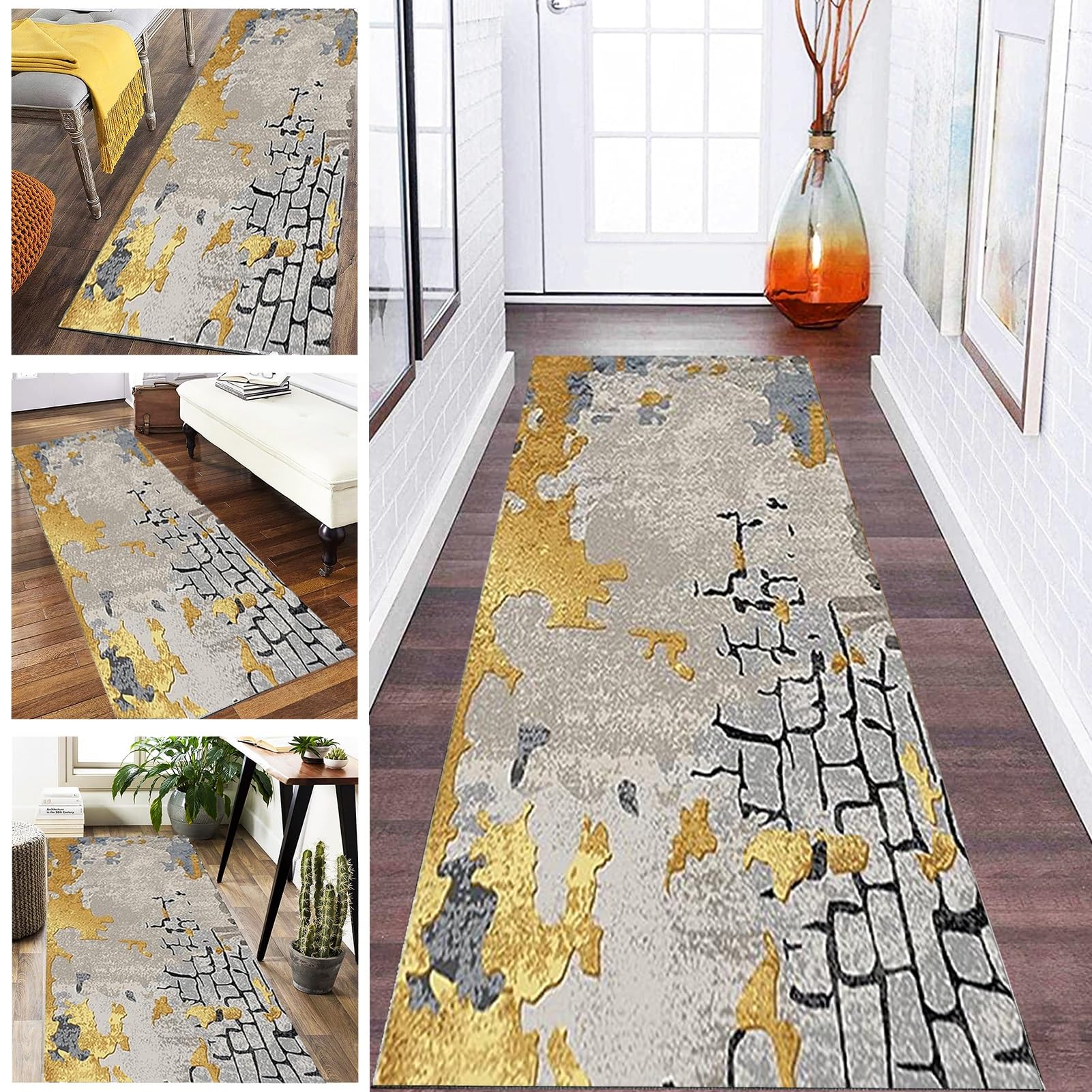 Tappeto da corridoio Tappeto da corridoio antiscivolo Tappeto da corridoio per cucina Corridoio Passaggio Scale Ingresso Corridoio Tappeti stretti Tappetino da corridoio stretto giallo con retro antis