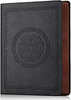 Fetinar Vintage Leather Softcover Journal Notebook - 300 Lined Pages, 5.7x8.3 Inch, Acid-Free Paper for Writing, Travel, Business - Black