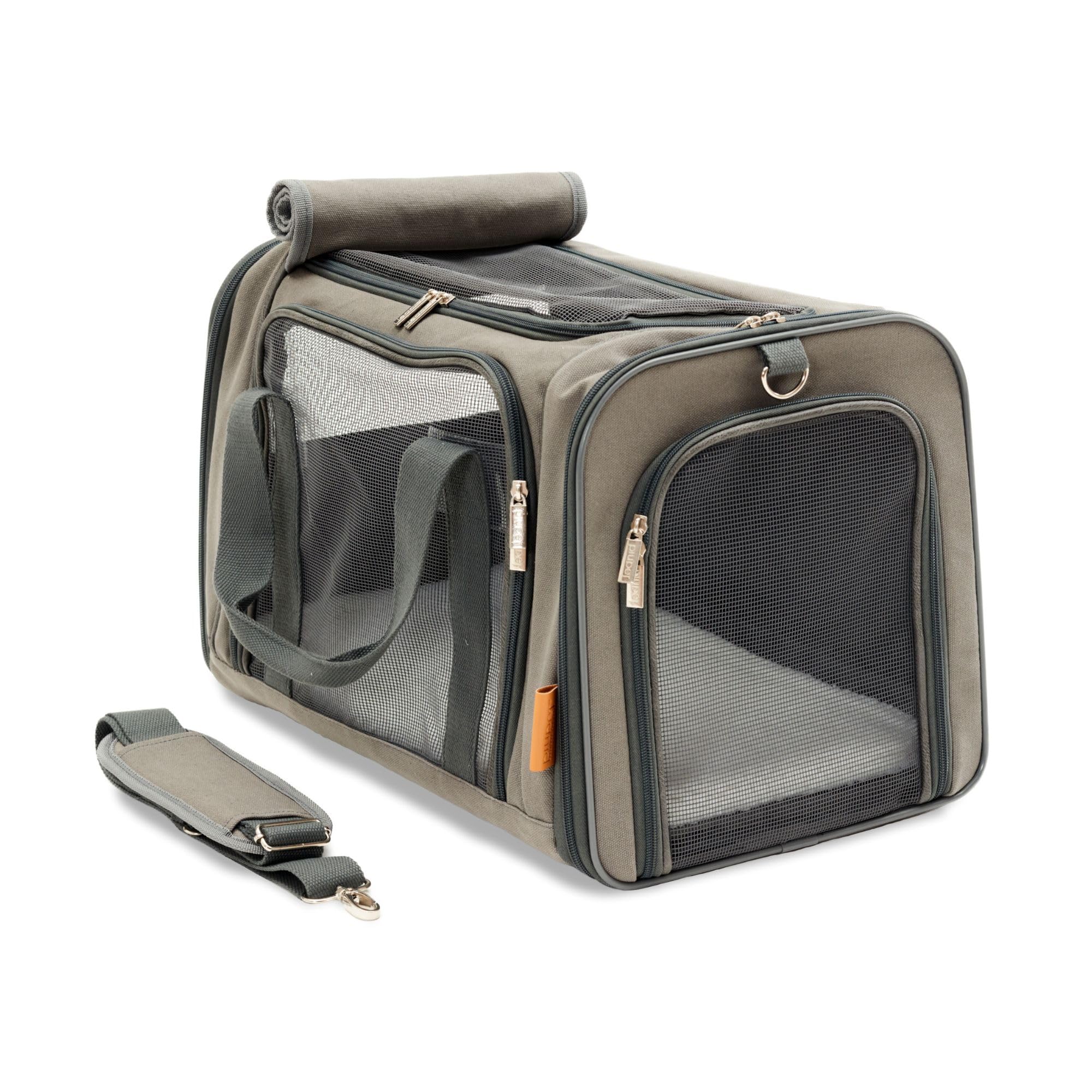 PiuPet® Katzentransportbox I Ideal für Katzen I Stabile Transporttasche mit großem Blickfeld I Transportbox Katze Groß - Stilvolle Katzenbox mit herausnehmbarer Fleecematte
