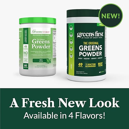 Miniatura 5 de Greens First - Original - 60 porciones - Superalimento rico en nutrientes, 49 súper alimentos diferentes, fitonutrientes y antioxidantes,