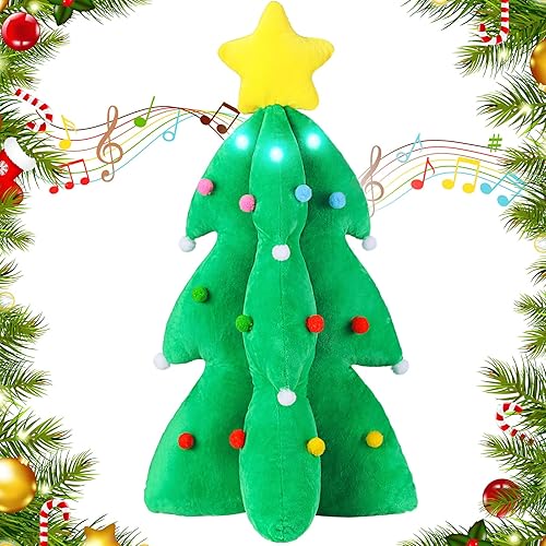 Juego de peluche de árbol de Navidad cantando de 24 pulgadas LED musical animado de Navidad juguete de peluche suave con luz decoración de Navidad