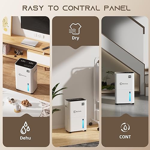 Miniatura 4 de El deshumidificador Energy Star más eficiente, deshumidificador inteligente Wellsle para sótano y hogar, ajuste de humedad con tanque de agua de 0.4