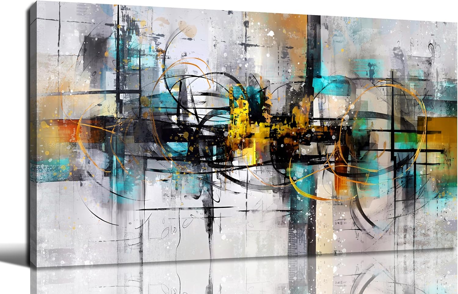 SIXTTART Abstract Wall Art for Living Room - Black and White Canvas Wall Art for Bedroom Ready to Hang Size 20" x 40"