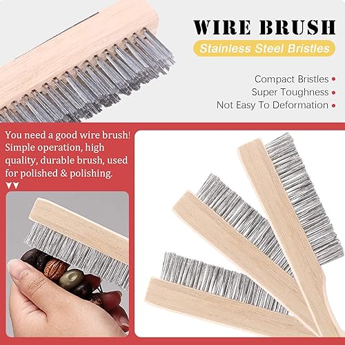 Miniatura 3 de Hilitchi Juego de 3 herramientas de eliminación de escoria de soldadura, martillo astillador de soldadura con mango de resorte helicoidal, cepillo