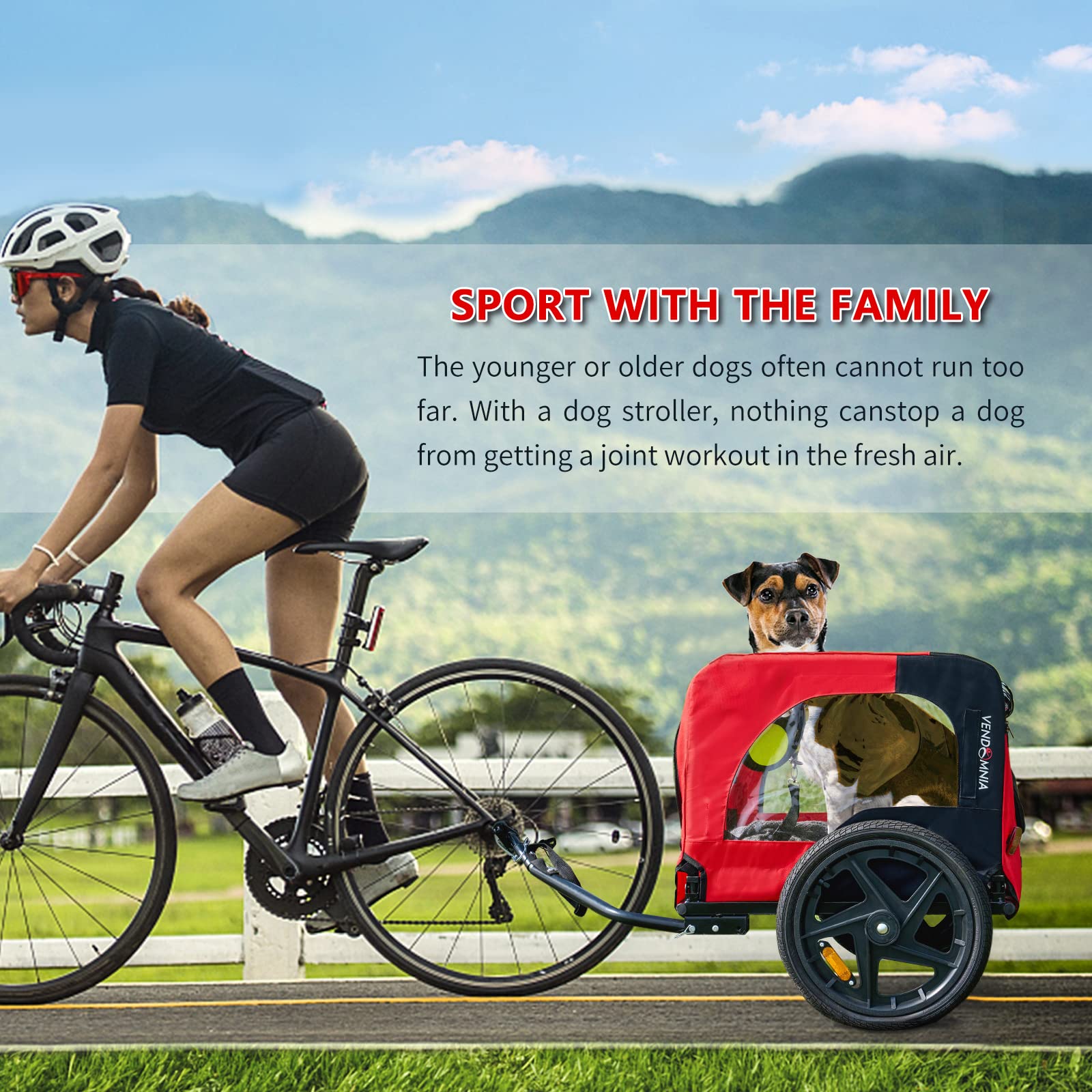 SogesHome Remolque para Perros Remolque de Bicicleta para Perros Viaje y Transporte Remolque de Bicicleta para Perros XXL Remolque de Bicicleta y Carro Accesorios para 600D Oxford